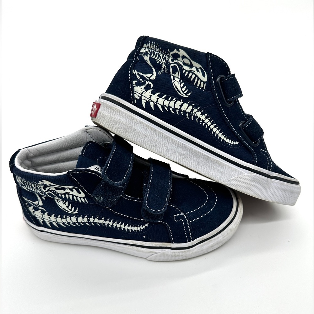 Vans Kids High Top Shoes - Velcro Closure - Dinosaur Print - Size 1